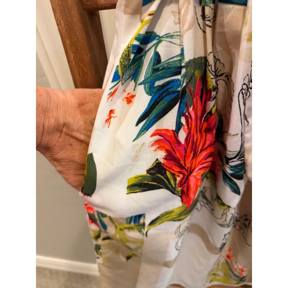 White House, Black market, white watercolor floral dress- sleeveless -size  8 - Picture 6 of 7